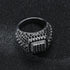 Exquisite Pave 18K White Gold Plated Black & White Cubic Zirconia Men Women Ring
